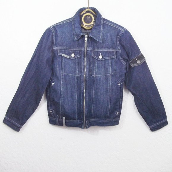 Monopatin Jackets & Blazers - MONOPATIN South Korean Streetwear Double Zipper Skate Skateboard Denim Jacket M